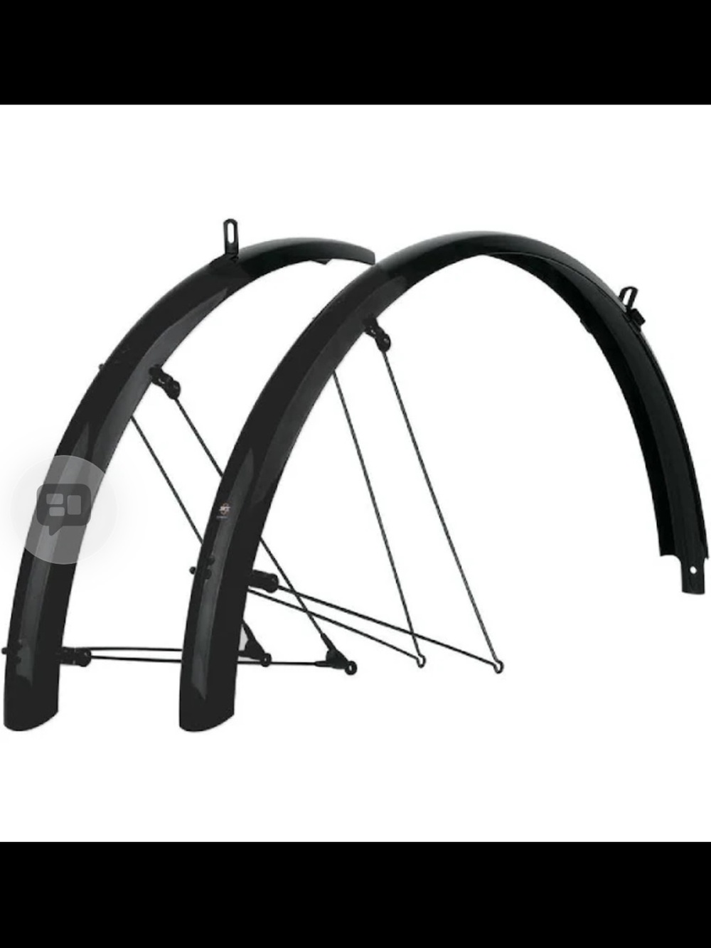 Black Bicycle Fenders with Stays - Front and Rear Set